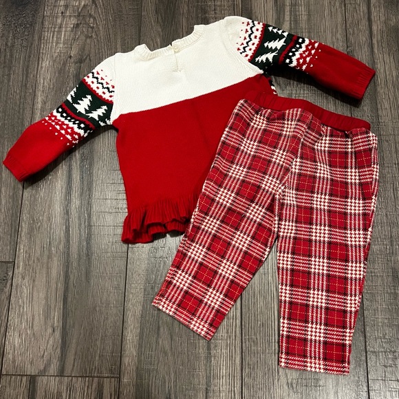 Carter’s Holiday Peplum Sweater Top & Fleece Pant Set - Picture 6 of 9
